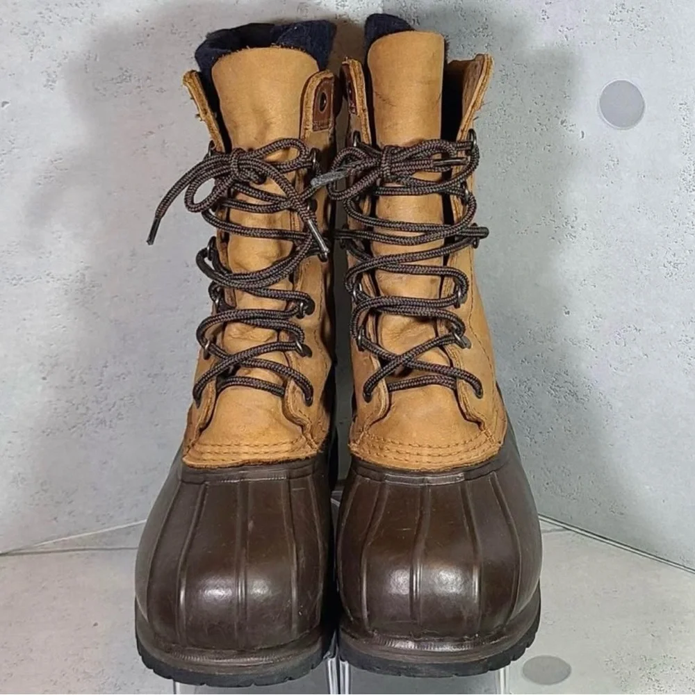 L.L.Been Sz 7 Men's/Women’s 8 Brown Leather Boots Duck Liner Hunting Winter